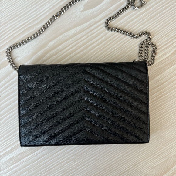 Saint Laurent Black Chevron Leather Clutch - Picture 2 of 6